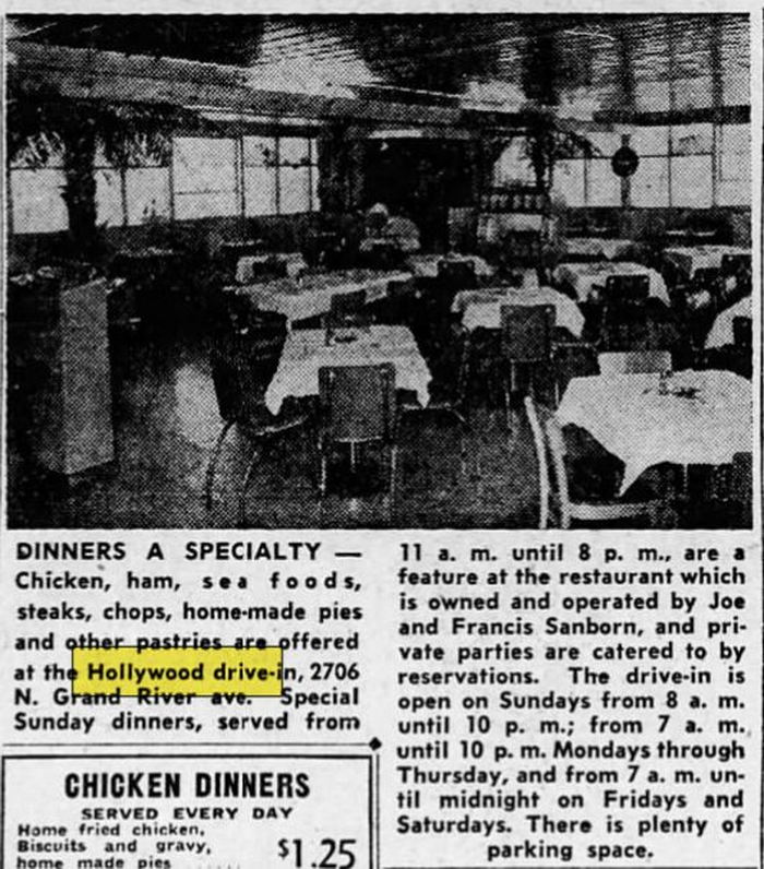Hollywood Drive-In (Tonys Lounge) - Oct 1958 Article (newer photo)